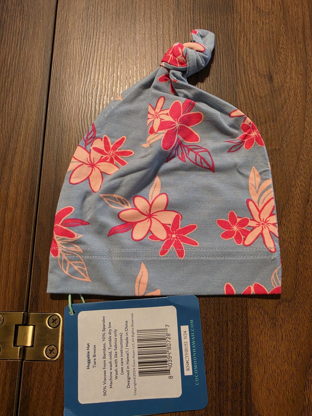Coco Moon Blue Floral Knot Baby Hat - Picture 2 of 3